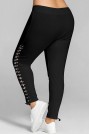 Black super stretch plus size leggings with eyelets and ties