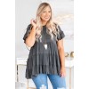Plus size top with short sleeves in grey
