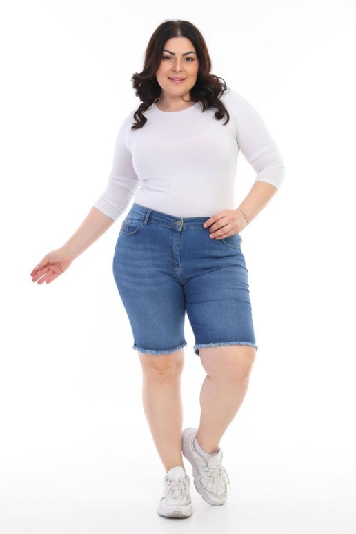 Short summer jeans with disheveled legs