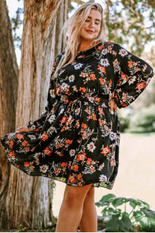 Satin Black Floral Maxi Dress