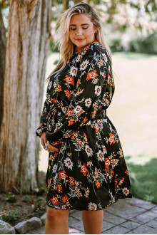 Satin Black Floral Maxi Dress