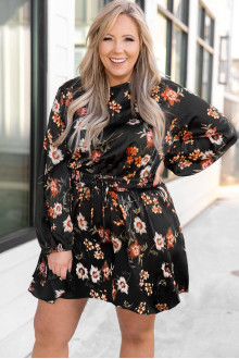 Satin Black Floral Maxi Dress