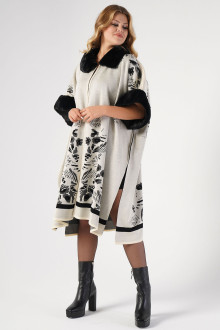 Luxurious short sleeve plus size coat in white and black