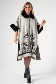 Luxurious short sleeve plus size coat in white and black