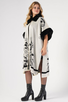 Luxurious short sleeve plus size coat in white and black