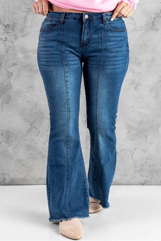 Blue plus size jeans with hem and light Charleston