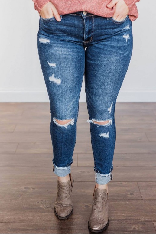Plus size jeans with slightly torn