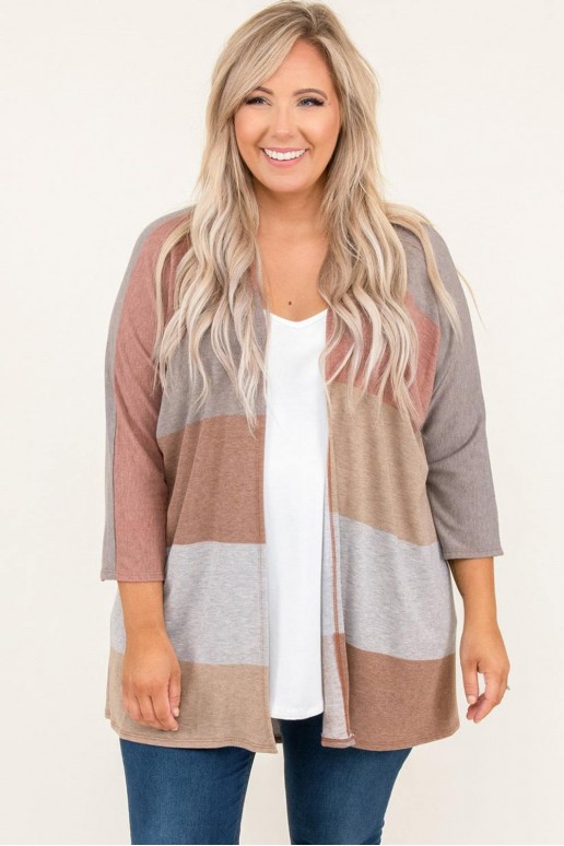 Earth tone maxi cardigan with 7/8 length sleeves
