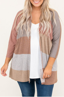 Earth tone maxi cardigan with 7/8 length sleeves