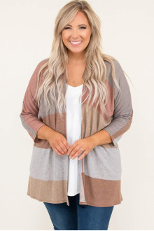 Earth tone maxi cardigan with 7/8 length sleeves