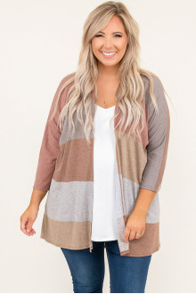 Earth tone maxi cardigan with 7/8 length sleeves