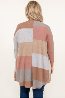 Earth tone maxi cardigan with 7/8 length sleeves