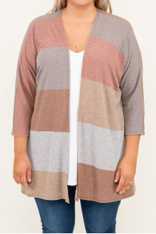 Earth tone maxi cardigan with 7/8 length sleeves