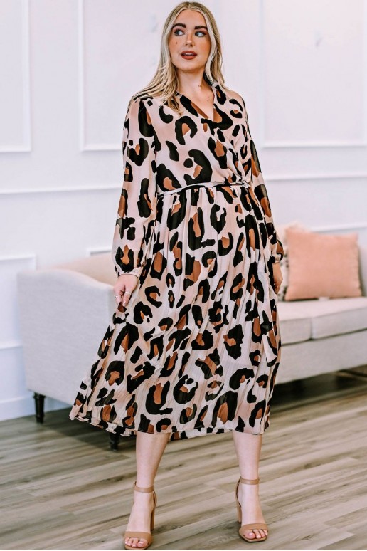 Soleil midi plus size dress with leopard print
