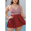 Modern two-piece swimsuit with red color and stripes