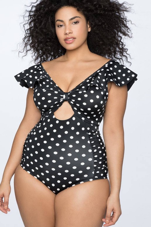 Plus size swimsuit in dots