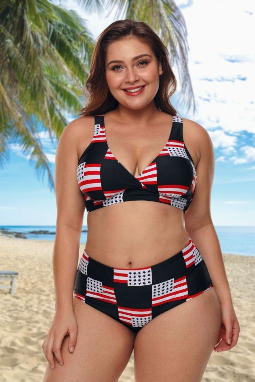 Maxi swimsuit halves with flag