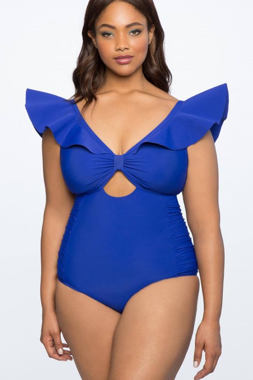 Plus size swimsuit in blue