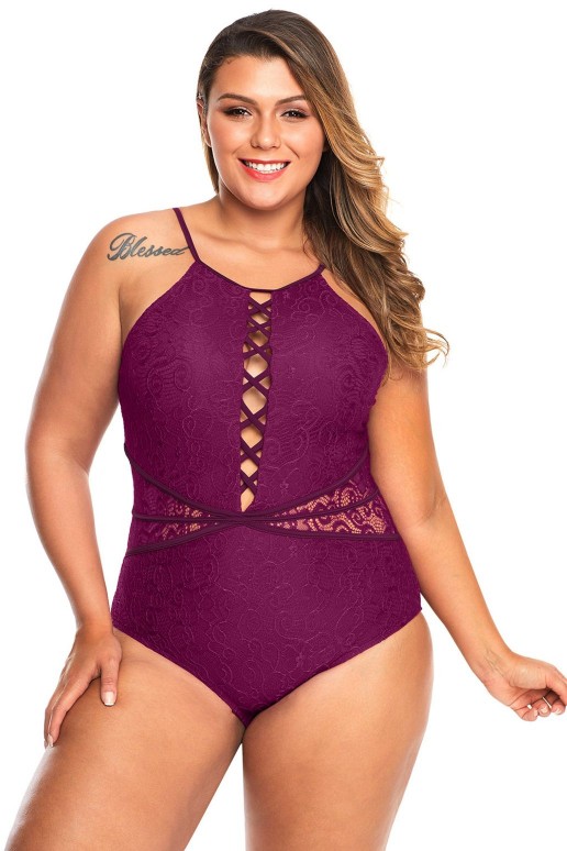 Purple Plus Size One Piece Swimsuit