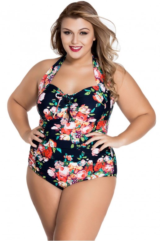 Full maxi swimsuit with floral print