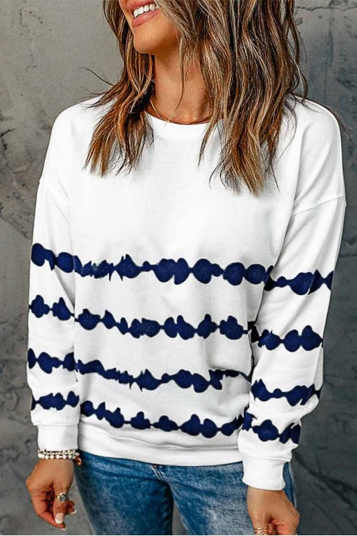White plus size sweatshirt with blue stripe print