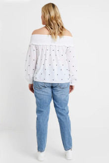 BARDOT TOP IN EMBROIDERED DOBBY