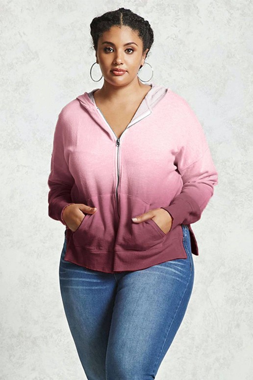 Pink Ombre Plus Size Hoodie