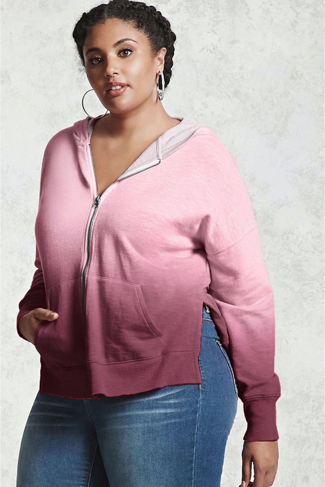 Pink Ombre Plus Size Hoodie -