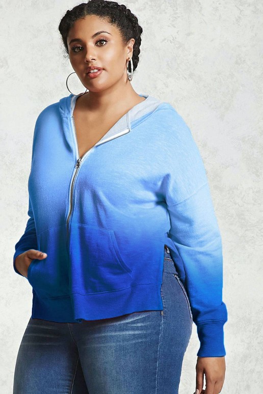 Blue Ombre Plus Size Hoodie
