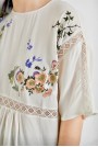 Ефирна бяла макси блуза с  бродерия и плетени елементи