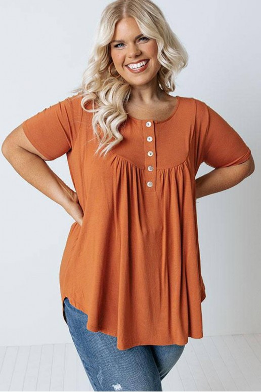 Plus size Orange blouse with short sleeves and set