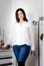 Ефирна бяла дамска риза с джобове