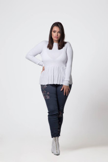 JUMPER WITH TEXTURED PEPLUM