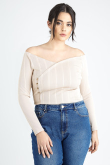 BARDOT TOP WITH BUTTONS