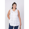 White sleeveless blouse with openwork fine braid