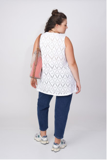 White sleeveless blouse with openwork fine braid