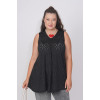 Black sleeveless blouse with openwork fine braid