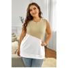 Women's plus size sleeveless blouse in biege and white