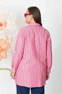 Cotton pink shirt with thin white stripe