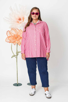 Cotton pink shirt with thin white stripe