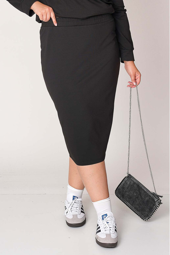 Cotton sweatshirt and skirt set in black