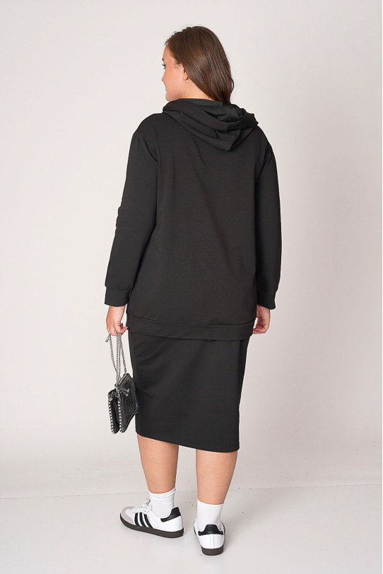 Cotton sweatshirt and skirt set in black