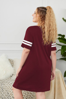 Print Burgundy Plus Size Sleep Dress