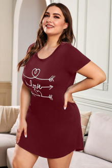 Plus Size Red Nightwear Mini Dress