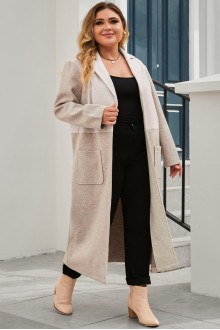 Long beige plus size coat