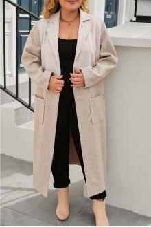 Long beige plus size coat