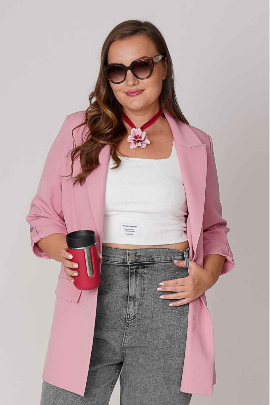 Elegant pink plus size blazer