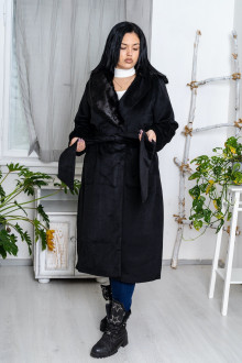 FAUX FUR COLLAR TIE COAT