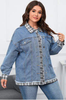 Maxi denim plus size with checkered edge