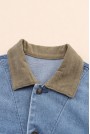 Retro plus size denim jacket with vintage denim collar